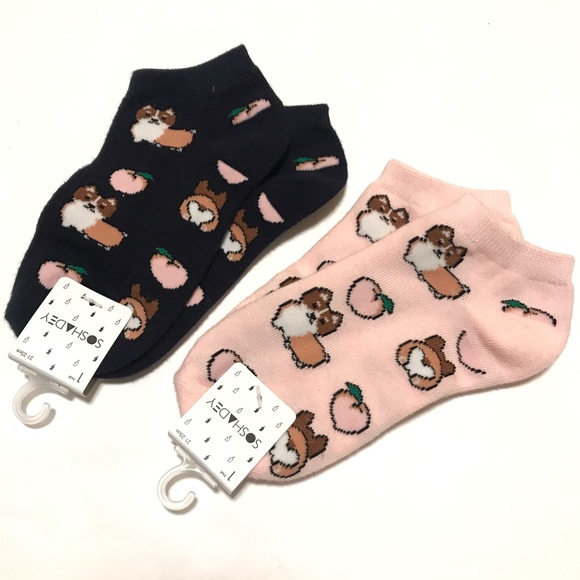 Forever 21 Socks Sloth Print Ankle Two Pairs NWT - Picture 3 of 6